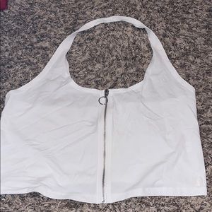 White over the neck tank with working zipper